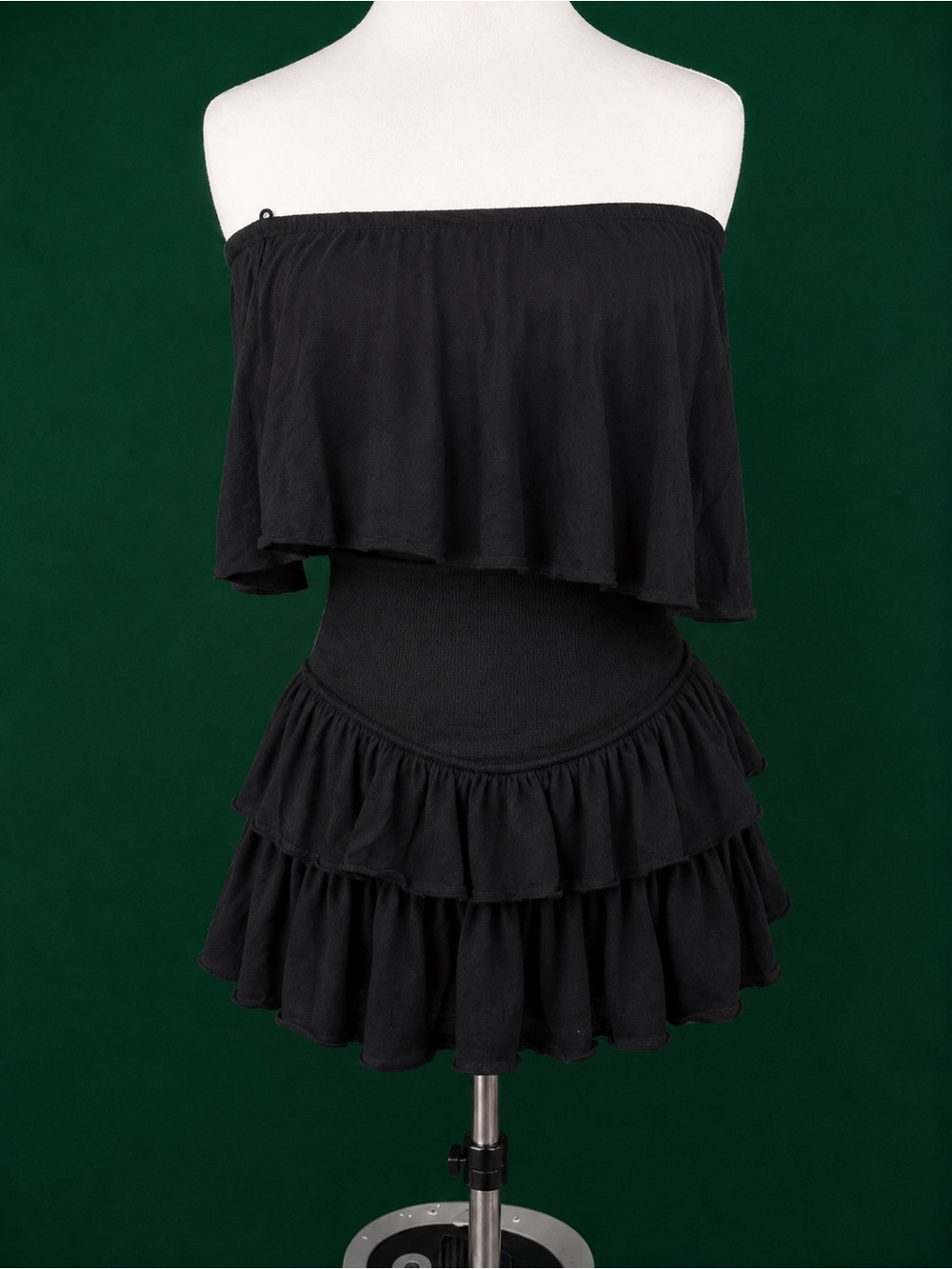 South Black Off Shoulder Cutout Ruffle Romper Size Small